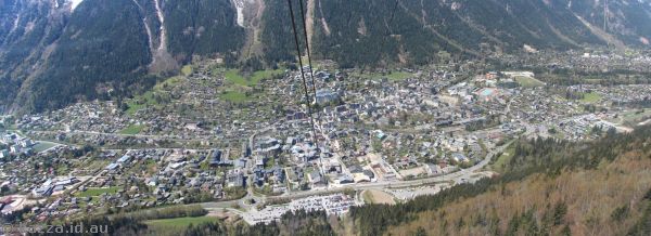 View of Chamonix from the cable car